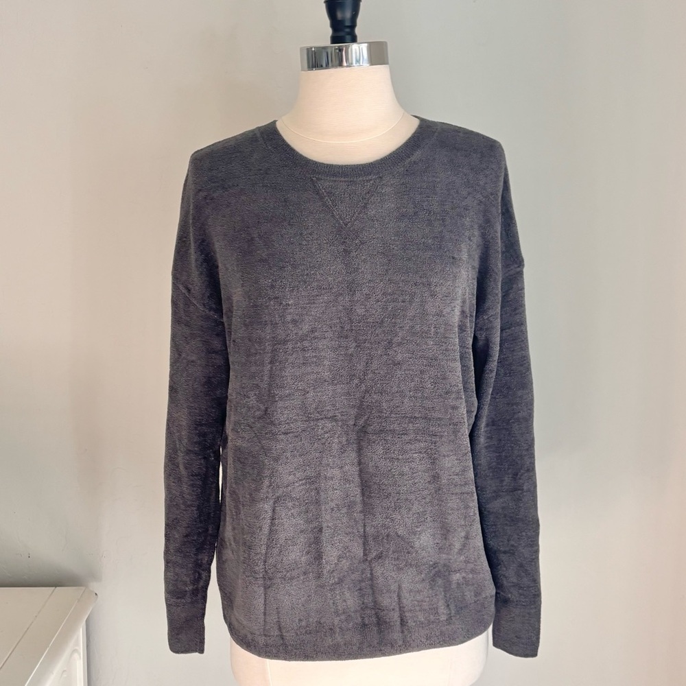 Barefoot Dreams CozyChic Ultra Lite Drop Shoulder Pullover, Gray, XS NWT